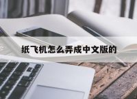 [纸飞机怎么弄成中文版的]纸飞机怎么弄成中文版的游戏